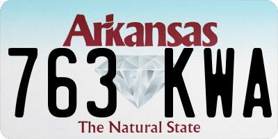 AR license plate 763KWA