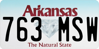AR license plate 763MSW