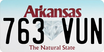 AR license plate 763VUN