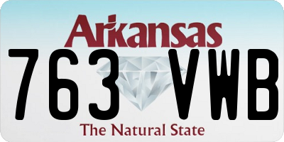 AR license plate 763VWB