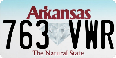 AR license plate 763VWR
