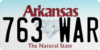 AR license plate 763WAR