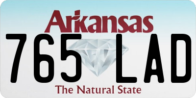 AR license plate 765LAD