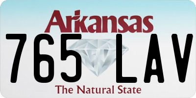 AR license plate 765LAV