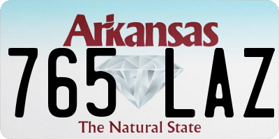 AR license plate 765LAZ
