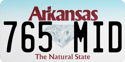 AR license plate 765MID