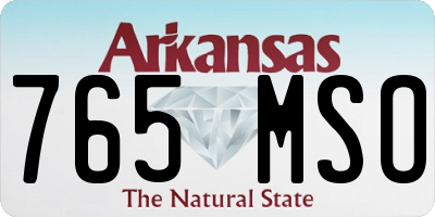AR license plate 765MSO