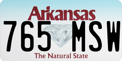 AR license plate 765MSW