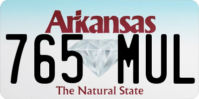 AR license plate 765MUL