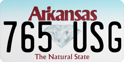 AR license plate 765USG