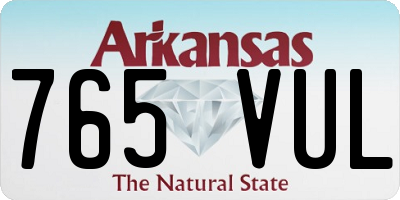 AR license plate 765VUL