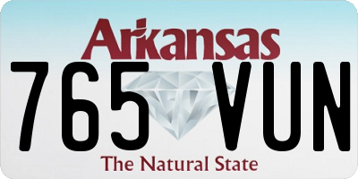 AR license plate 765VUN