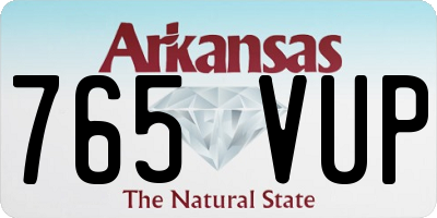 AR license plate 765VUP