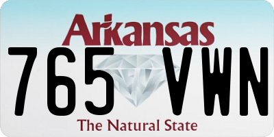AR license plate 765VWN