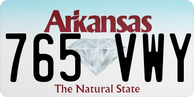 AR license plate 765VWY
