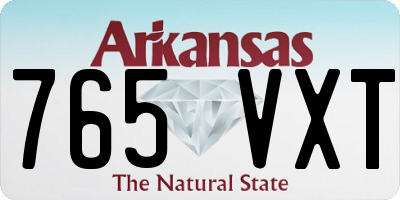 AR license plate 765VXT