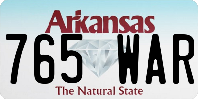 AR license plate 765WAR