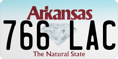 AR license plate 766LAC