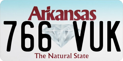AR license plate 766VUK