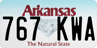 AR license plate 767KWA