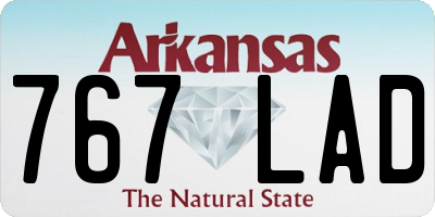 AR license plate 767LAD
