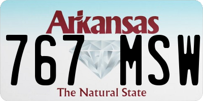 AR license plate 767MSW