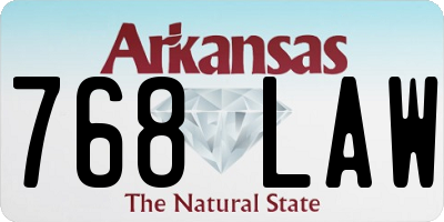 AR license plate 768LAW
