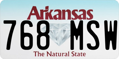 AR license plate 768MSW