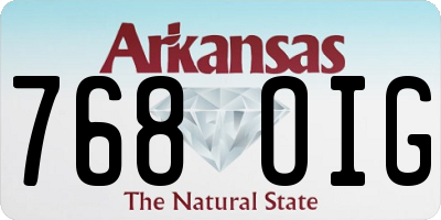 AR license plate 768OIG