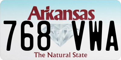 AR license plate 768VWA
