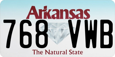 AR license plate 768VWB