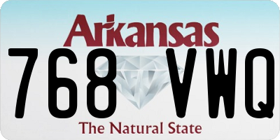 AR license plate 768VWQ