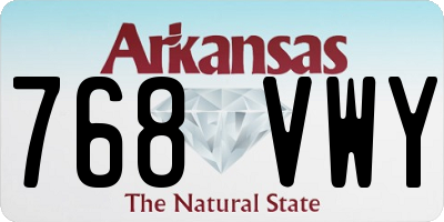 AR license plate 768VWY