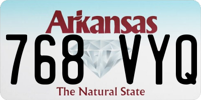 AR license plate 768VYQ
