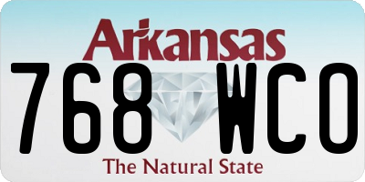 AR license plate 768WCO