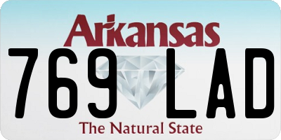 AR license plate 769LAD