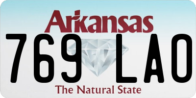 AR license plate 769LAO