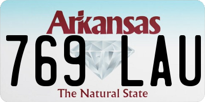 AR license plate 769LAU