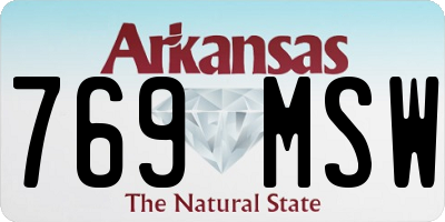 AR license plate 769MSW