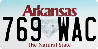 AR license plate 769WAC
