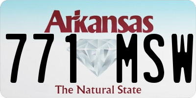 AR license plate 771MSW
