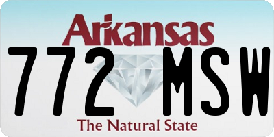 AR license plate 772MSW