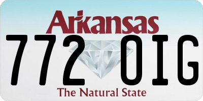 AR license plate 772OIG