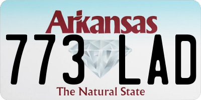 AR license plate 773LAD