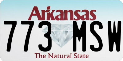 AR license plate 773MSW