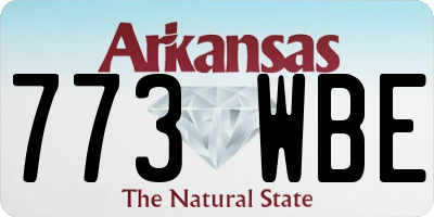 AR license plate 773WBE