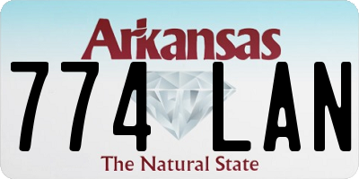 AR license plate 774LAN