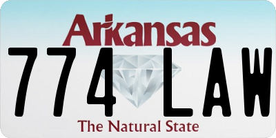 AR license plate 774LAW