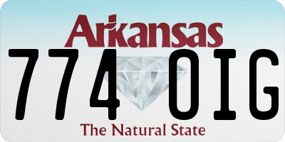 AR license plate 774OIG