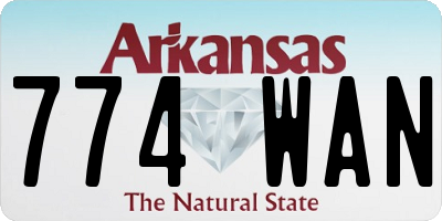 AR license plate 774WAN